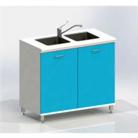 М2 - тумба напольная на хромированных ножках с двухчашевой мойкой и смесителем