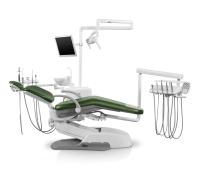Siger U500 - стоматологическая установка с нижней подачей инструментов, с электромеханическим креслом и креплением блока на шарнире под креслом