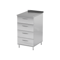 AT-T02 - тумба, нержавеющая сталь, 4 выдвижных ящика