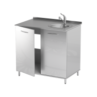 AR-26 - тумба напольная с накладной мойкой и смесителем, нержавеющая сталь