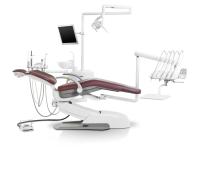 Siger U500 - стоматологическая установка с верхней подачей инструментов, с электромеханическим креслом и креплением блока на шарнире под креслом