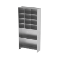 AT-S08 - шкаф-стеллаж для одноразовой одежды, нержавеющая сталь, 2 полки, 12 ячеек