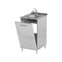 AR-04B - тумба напольная с накладной мойкой и смесителем, нержавеющая сталь