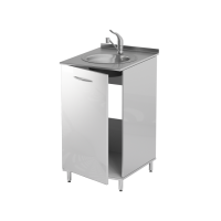 AT-T04 - тумба с накладной мойкой и смесителем, нержавеющая сталь